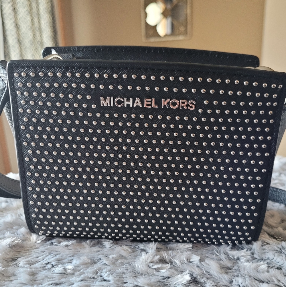 Michael Kors Mini Selma Micro-Stud Messenger Bag